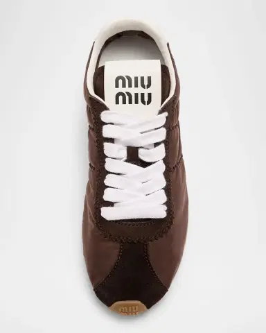 Miu Miu Low-Top Nylon & Suede Sneakers | Thumbnail 4