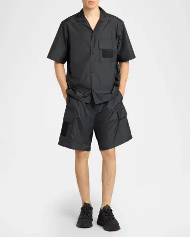 Moncler Men's Mesh-Pocket Short-Sleeve Shirt | Thumbnail 2 Moncler Men's Mesh-Pocket Short-Sleeve Shirt | Thumbnail 2