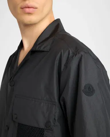 Moncler Men's Mesh-Pocket Short-Sleeve Shirt | Thumbnail 5 Moncler Men's Mesh-Pocket Short-Sleeve Shirt | Thumbnail 5