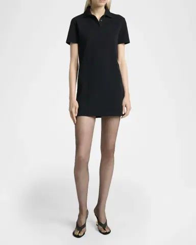 Saint Laurent Short-Sleeve Cotton Pique Mini Polo Dress | Thumbnail 2
