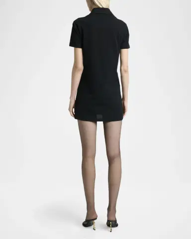Saint Laurent Short-Sleeve Cotton Pique Mini Polo Dress | Thumbnail 3