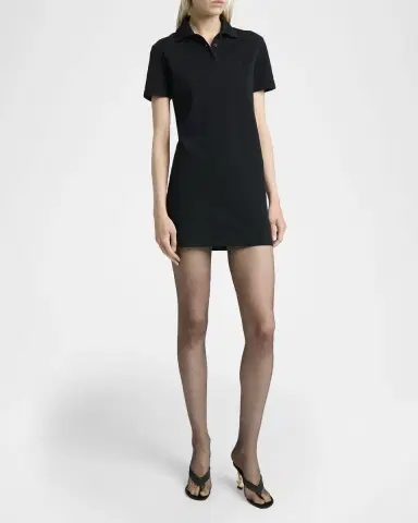 Saint Laurent Short-Sleeve Cotton Pique Mini Polo Dress | Thumbnail 4
