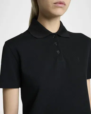 Saint Laurent Short-Sleeve Cotton Pique Mini Polo Dress | Thumbnail 5