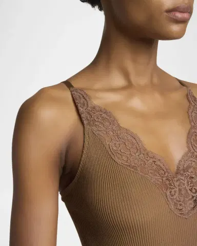 Saint Laurent Lace V-Neck Ribbed Tank Top | Thumbnail 5 Saint Laurent Lace V-Neck Ribbed Tank Top | Thumbnail 5