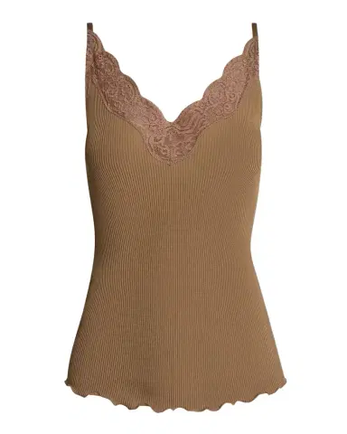 Saint Laurent Lace V-Neck Ribbed Tank Top | Thumbnail 1 Saint Laurent Lace V-Neck Ribbed Tank Top | Thumbnail 1
