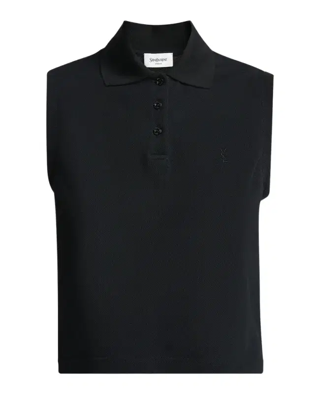 Saint Laurent Sleeveless Pique Polo Shirt