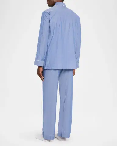 Derek Rose Men's Amalfi Cotton Batiste Long Pajama Set | Thumbnail 3 Derek Rose Men's Amalfi Cotton Batiste Long Pajama Set | Thumbnail 3