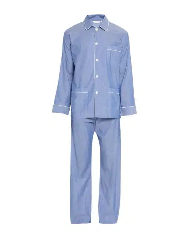 Derek Rose Men's Amalfi Cotton Batiste Long Pajama Set | Thumbnail 1 Derek Rose Men's Amalfi Cotton Batiste Long Pajama Set | Thumbnail 1