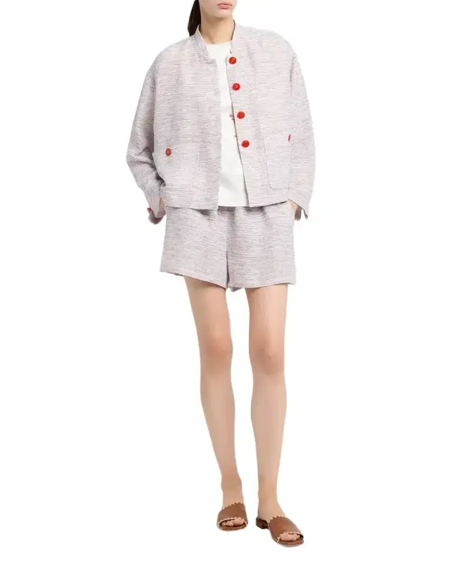 Single-Breasted Linen Caban Coat