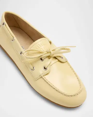 Miu Miu Leather Lace-Up Moccasins | Thumbnail 2