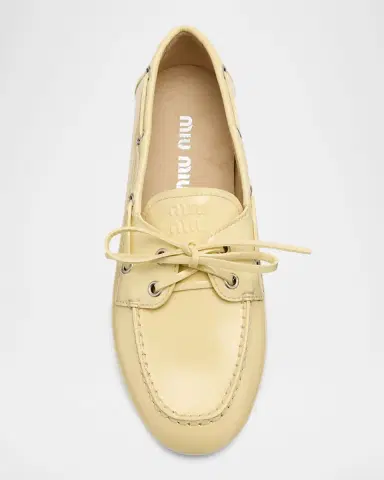 Miu Miu Leather Lace-Up Moccasins | Thumbnail 3