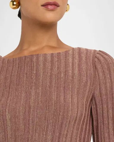 Misook Shimmer Flare-Sleeve Rib Knit Tunic | Thumbnail 5
