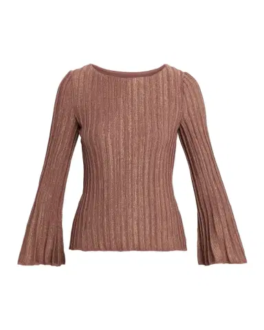 Misook Shimmer Flare-Sleeve Rib Knit Tunic | Thumbnail 1