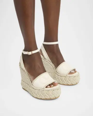 Valentino Garavani 130mm VLogo Signature Torchon Wedge Sandals | Thumbnail 2 Valentino Garavani 130mm VLogo Signature Torchon Wedge Sandals | Thumbnail 2