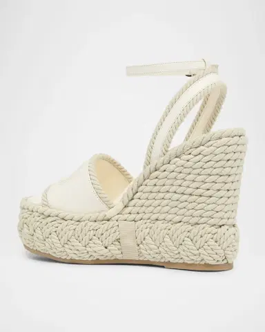 Valentino Garavani 130mm VLogo Signature Torchon Wedge Sandals | Thumbnail 4 Valentino Garavani 130mm VLogo Signature Torchon Wedge Sandals | Thumbnail 4