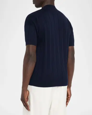 Kiton Men's Cotton Rib Short-Sleeve Crewneck Sweater | Thumbnail 3