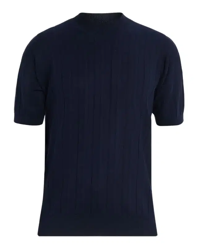 Men 's Cotton Rib Short-Sleeve Crewneck Sweater