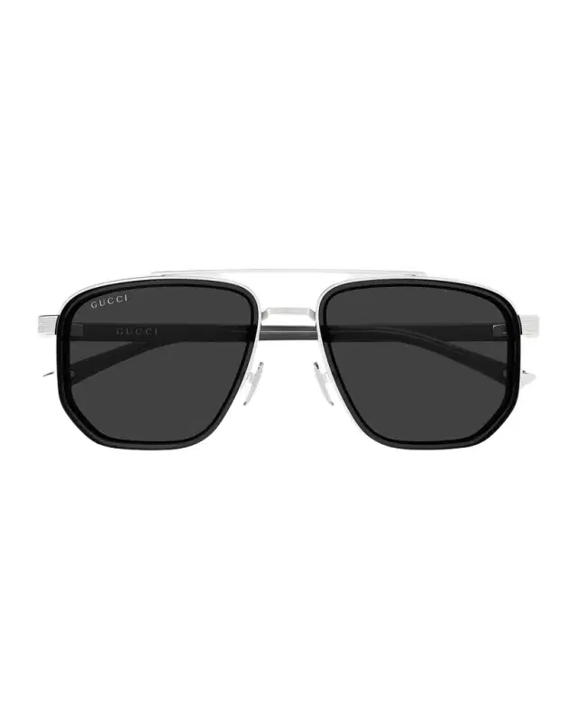 Gucci Men 's GG2073S-001 Metal and Acetate Rectangle Sunglasses