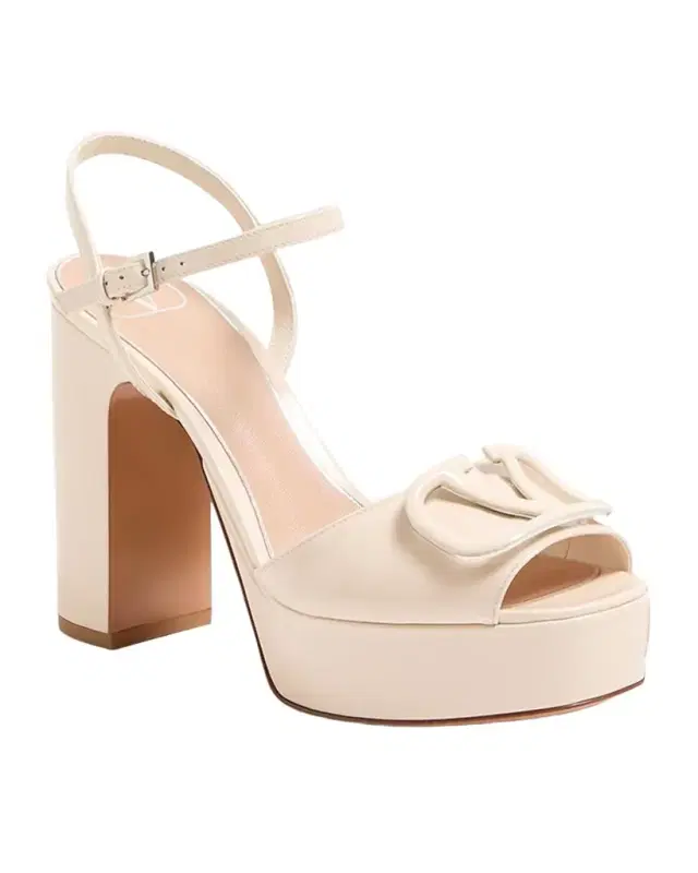 115mm VLogo Signature Patent Leather Platform Sandals