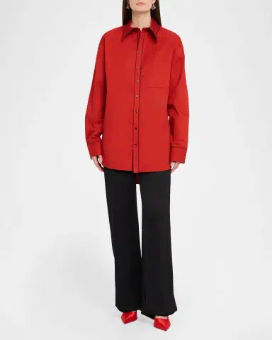 Christopher John Rogers Convertible Jumbo Cotton Twill Shirt | Thumbnail 2