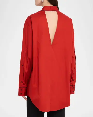 Christopher John Rogers Convertible Jumbo Cotton Twill Shirt | Thumbnail 3