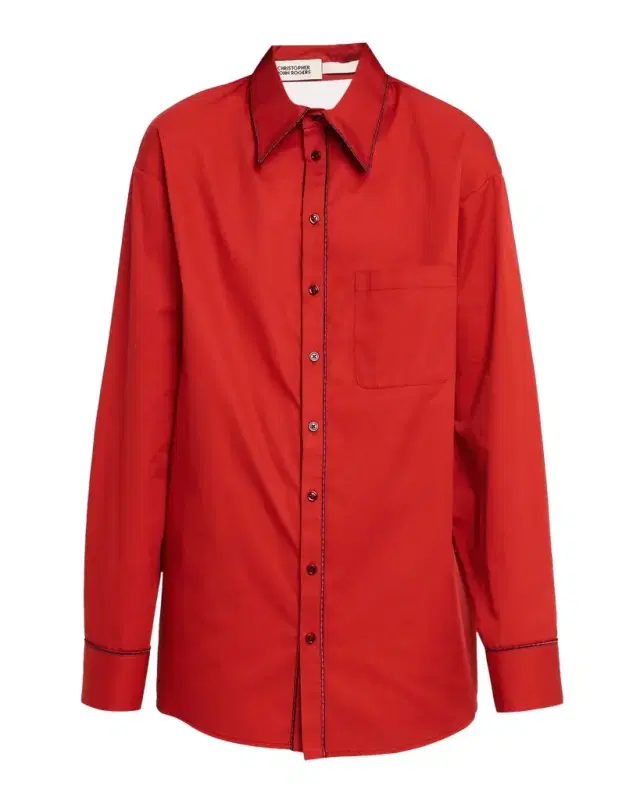 Convertible Jumbo Cotton Twill Shirt