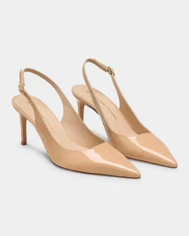 Stuart Weitzman 75mm Stuart Power Patent Leather Slingback Pumps | Thumbnail 2