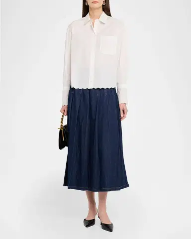 Weekend Max Mara Pleated Cotton Denim Midi Skirt | Thumbnail 2 Weekend Max Mara Pleated Cotton Denim Midi Skirt | Thumbnail 2
