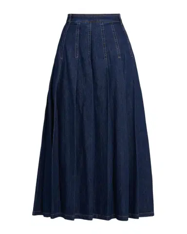 Weekend Max Mara Pleated Cotton Denim Midi Skirt | Thumbnail 1 Weekend Max Mara Pleated Cotton Denim Midi Skirt | Thumbnail 1