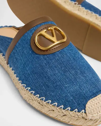Valentino Garavani VLogo Denim Espadrille Mules | Thumbnail 5