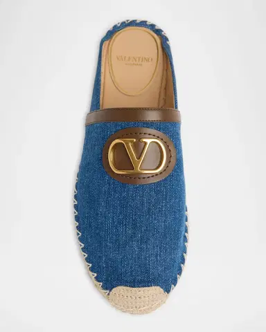 Valentino Garavani VLogo Denim Espadrille Mules | Thumbnail 6