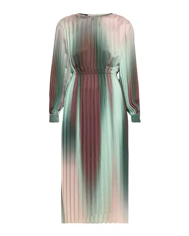 Misook Pleated Ombre Crepe De Chine Midi Dress