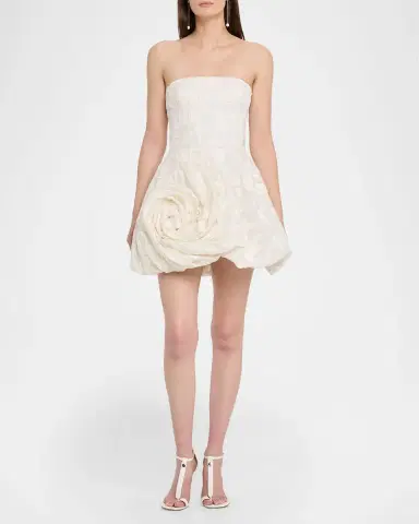 Monique Lhuillier Strapless Rosette Bubble Mini Dress | Thumbnail 2 Monique Lhuillier Strapless Rosette Bubble Mini Dress | Thumbnail 2