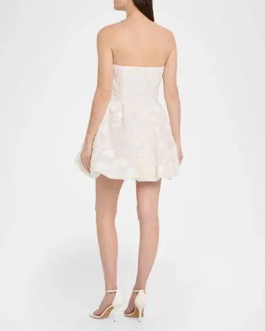 Monique Lhuillier Strapless Rosette Bubble Mini Dress | Thumbnail 3 Monique Lhuillier Strapless Rosette Bubble Mini Dress | Thumbnail 3