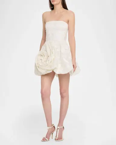 Monique Lhuillier Strapless Rosette Bubble Mini Dress | Thumbnail 4 Monique Lhuillier Strapless Rosette Bubble Mini Dress | Thumbnail 4
