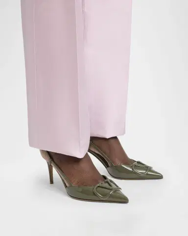 Valentino Garavani 80mm VLogo Signature Patent Leather Slingback Pumps | Thumbnail 2
