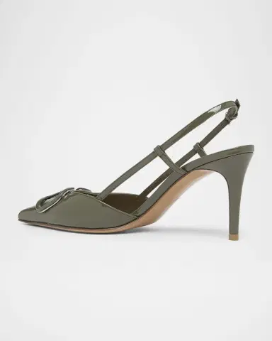 Valentino Garavani 80mm VLogo Signature Patent Leather Slingback Pumps | Thumbnail 4