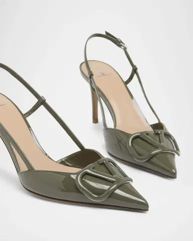 Valentino Garavani 80mm VLogo Signature Patent Leather Slingback Pumps | Thumbnail 5