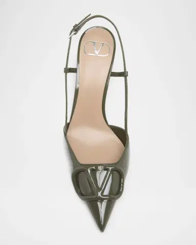 Valentino Garavani 80mm VLogo Signature Patent Leather Slingback Pumps | Thumbnail 6
