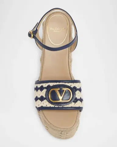 Valentino Garavani 120mm VLogo Signature Crochet Wedge Sandals | Thumbnail 6 Valentino Garavani 120mm VLogo Signature Crochet Wedge Sandals | Thumbnail 6