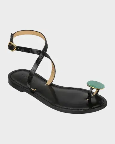 AMANU The Kigali Croc-Effect Leather Toe-Ring Sandals | Thumbnail 2 AMANU The Kigali Croc-Effect Leather Toe-Ring Sandals | Thumbnail 2