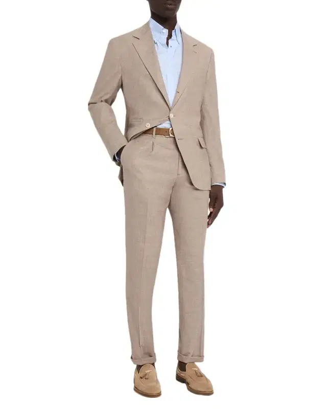 Men 's Wool. Silk and Linen Sharkskin Two-Piece Suit