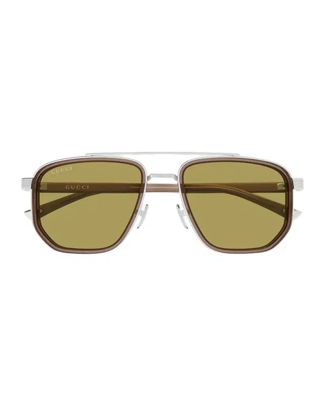 Men 's GG2073S Double-Bridge Metal and Bio-Nylon Aviator Sunglasses