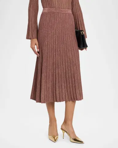 Misook A-Line Shimmer Rib Knit Midi Skirt | Thumbnail 4