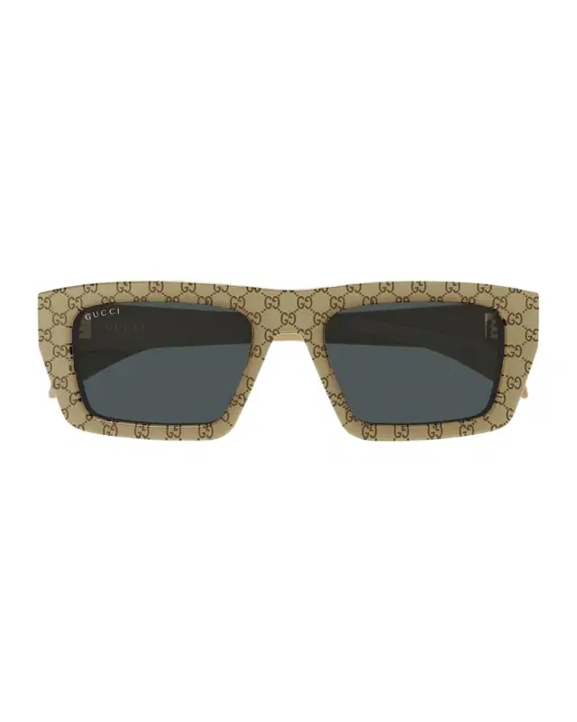 Gucci Men 's GG2020S-004 Logo Acetate Rectangle Sunglasses
