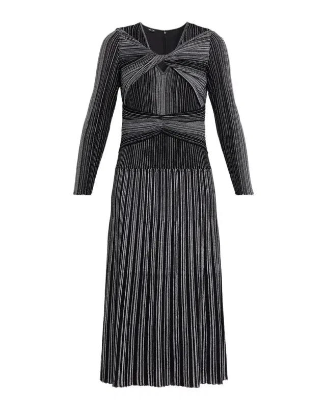 Misook Twist-Front Knit Midi Dress