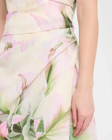 MONIQUE LHUILLIER Strapless Tulip Printed Gown with Slit | Thumbnail 5 MONIQUE LHUILLIER Strapless Tulip Printed Gown with Slit | Thumbnail 5