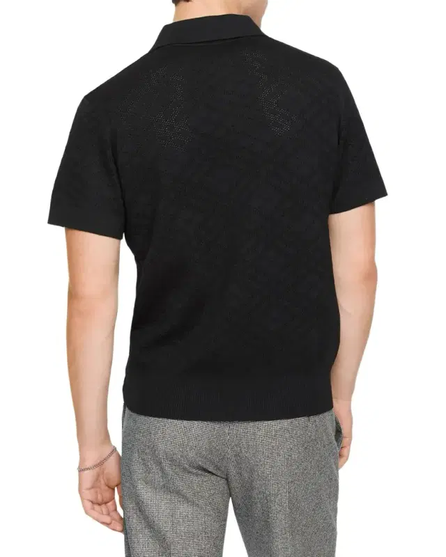 Men 's Tonal Check Wool Polo Shirt