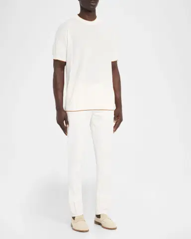 Kiton Men's Cotton Pique Short-Sleeve Crewneck Sweater | Thumbnail 2
