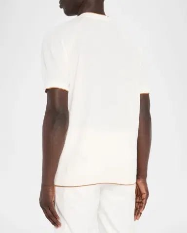 Kiton Men's Cotton Pique Short-Sleeve Crewneck Sweater | Thumbnail 3